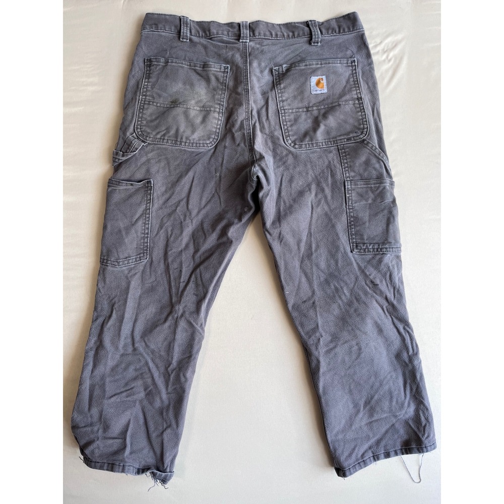 Carhartt Relaxed Fit Double Knee Carpenter Pants Gray 33x32 Workwear Distressed - Picture 5 of 5